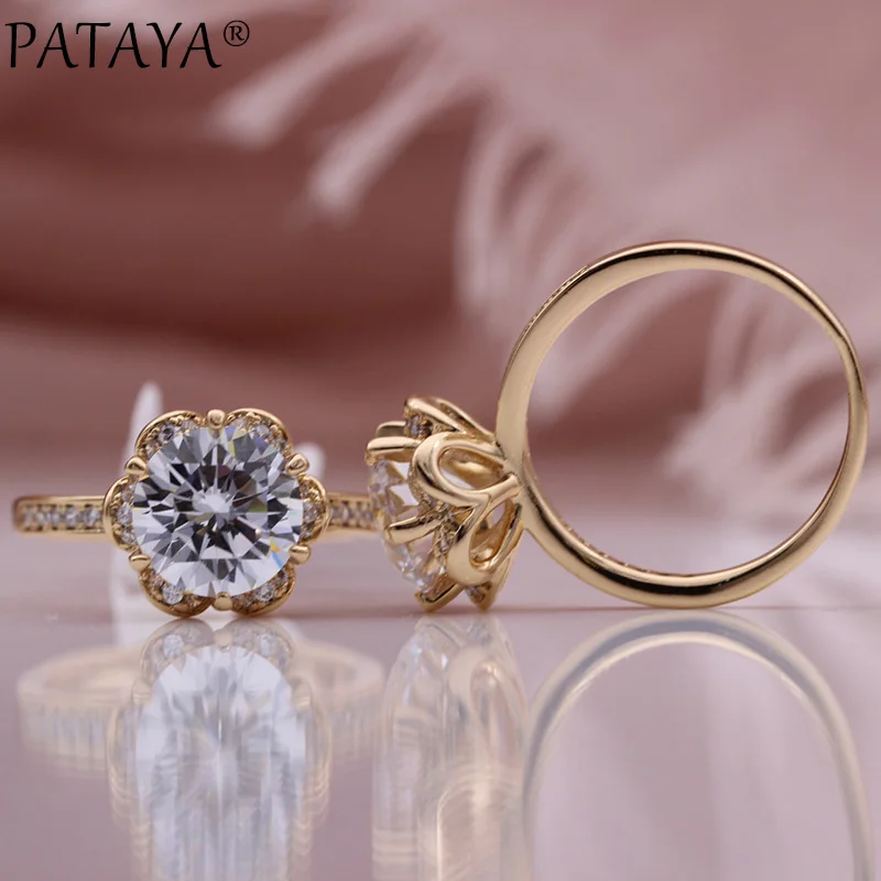 Новинка роскошные кольца PATAYA с натуральным цирконом Женское кольцо инкрустацией