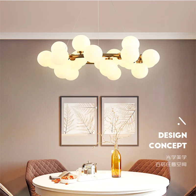 Nordic Frosted Glass Ball Personality Chandelier Postmodern Minimalist Creative Magic Beans Bedroom Dining Room Hanging Light
Nordic Frosted Glass Ball Personality Chandelier Postmodern Minimalist Creative Magic Beans Bedroom Dining Room Hanging Light