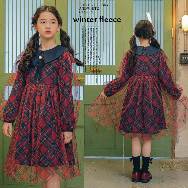 Girls Winter Princess Dress Fleece Plaid Doll Collar Dress Kids Fashion New Year Clothing Teens Party Dresses Children Clothing
Girls Winter Princess Dress Fleece Plaid Doll Collar Dress Kids Fashion New Year Clothing Teens Party Dresses Children Clothing
