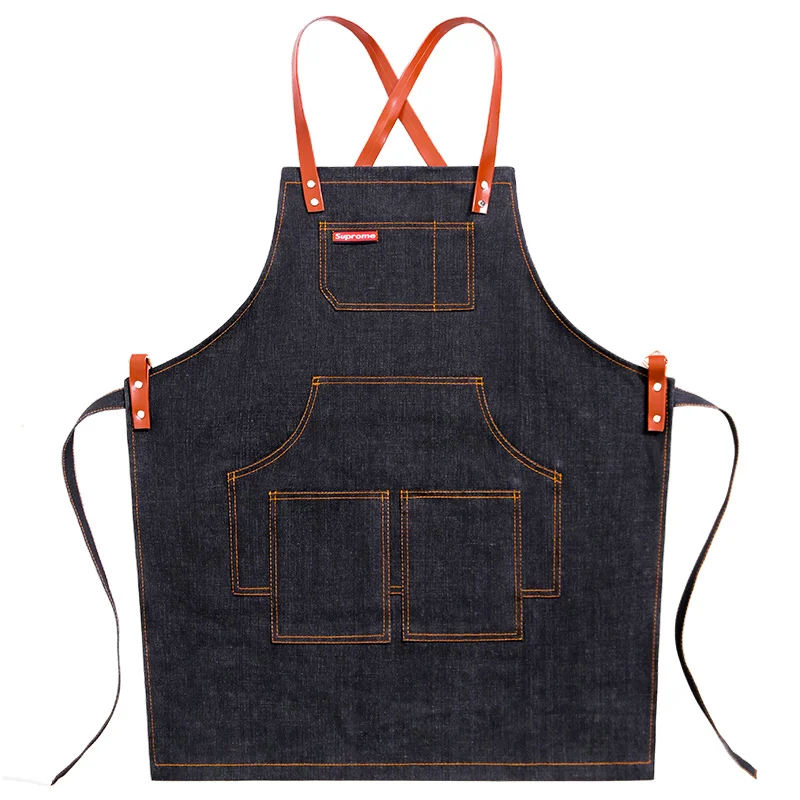 Apron denim Korean fashion custom printed logo tea shop coffee Chinese restaurant men and women hairdresser overalls
Apron denim Korean fashion custom printed logo tea shop coffee Chinese restaurant men and women hairdresser overalls