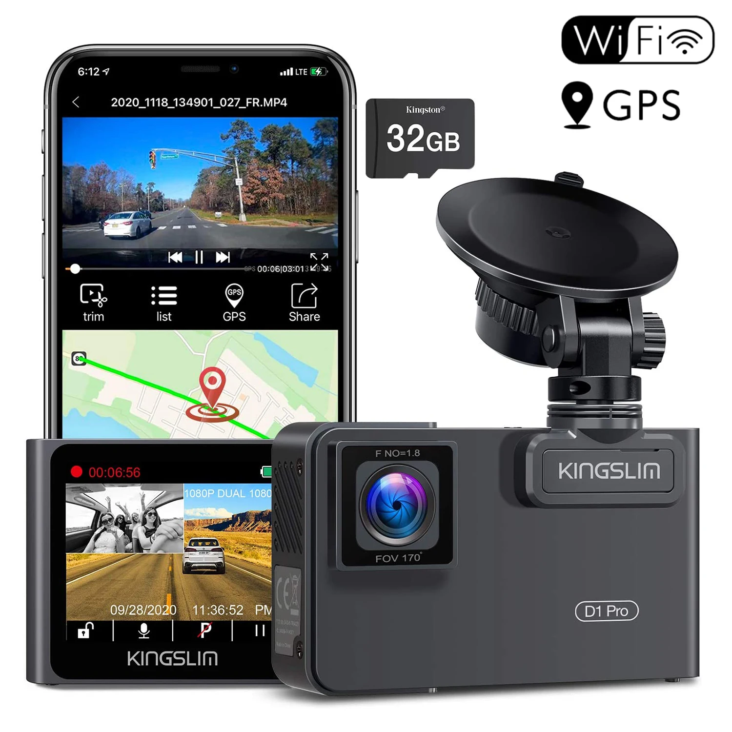 KINGSIM D1 Pro Dual Lens Car Dash Camera 2K Dash Cam WiFi with Phone App External GPS with Sony STARVIS Dual Record 1080P DVR
KINGSIM D1 Pro Dual Lens Car Dash Camera 2K Dash Cam WiFi with Phone App External GPS with Sony STARVIS Dual Record 1080P DVR