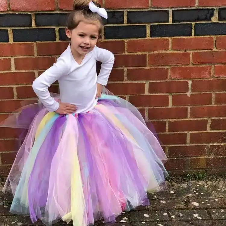 

Hot Baby Girls Pastel Long Tutu Skirts Kids Tulle Skirt Pettiskirts Underskirtd Children Birthday Christmas Party Costume Skirts