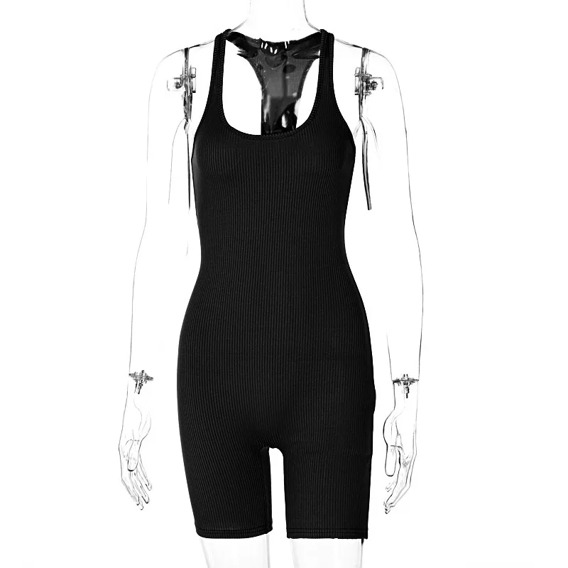 2020 Sleeveless Halter Solid Backless Ribbed Skinny Bodycon Playsuit Autumn Winter Women Streetwear Casual Romper
2020 Sleeveless Halter Solid Backless Ribbed Skinny Bodycon Playsuit Autumn Winter Women Streetwear Casual Romper