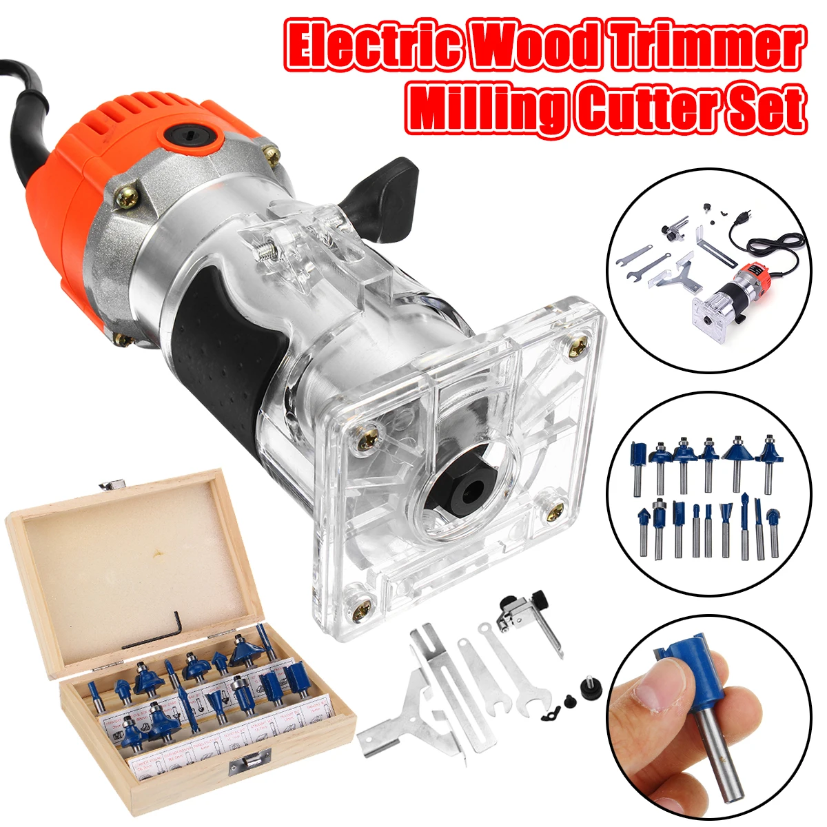 1200W 220V Electric Wood Trimmer Laminator 35000r/min Router Joiners Tool Set Aluminum+15pcs 6.35mm Collet Diameter Wood Router
1200W 220V Electric Wood Trimmer Laminator 35000r/min Router Joiners Tool Set Aluminum+15pcs 6.35mm Collet Diameter Wood Router