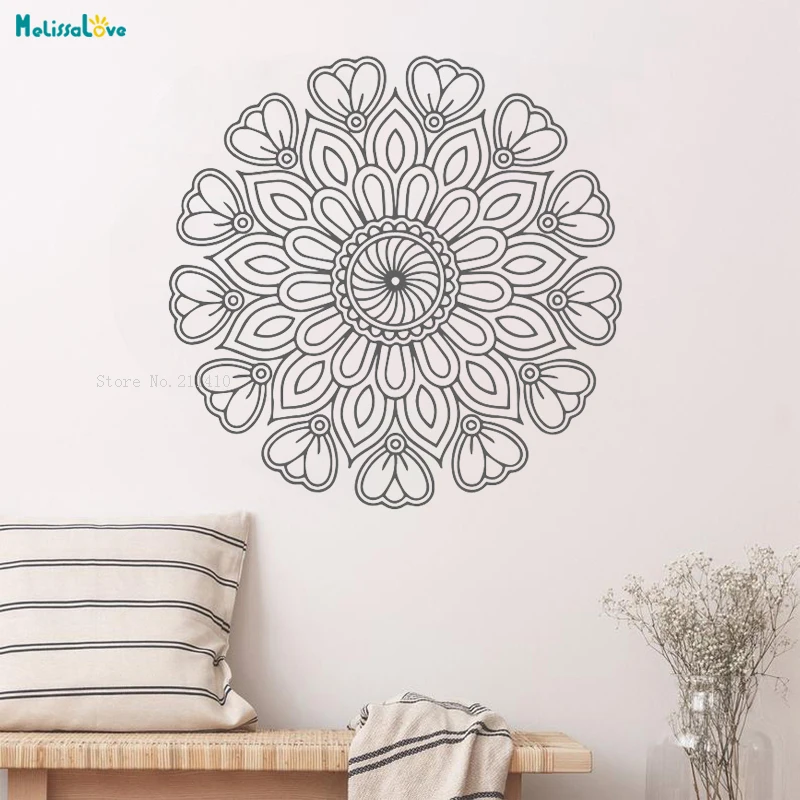 Mandala Wall Art Sticker Stencil Home Decor Headboard Living Room Bedroom Self-adhesive Exquisite Murals Gift YT2389 | Дом и сад