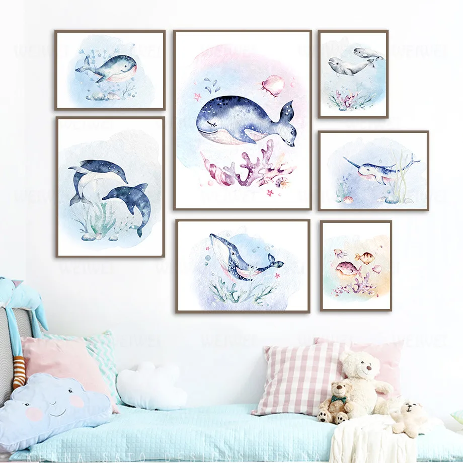 Underwater Creature Whale Coral Wall Art Canvas Painting Nordic Posters and Prints Cartoon Wall Pictures for Kids Room Decor
Underwater Creature Whale Coral Wall Art Canvas Painting Nordic Posters and Prints Cartoon Wall Pictures for Kids Room Decor