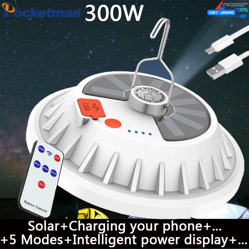 300W Rechargeable LED Bulb Lamp Remote Control Solar Charge Lantern Portable Emergency Night Market Light Outdoor Camping Home
300W Rechargeable LED Bulb Lamp Remote Control Solar Charge Lantern Portable Emergency Night Market Light Outdoor Camping Home