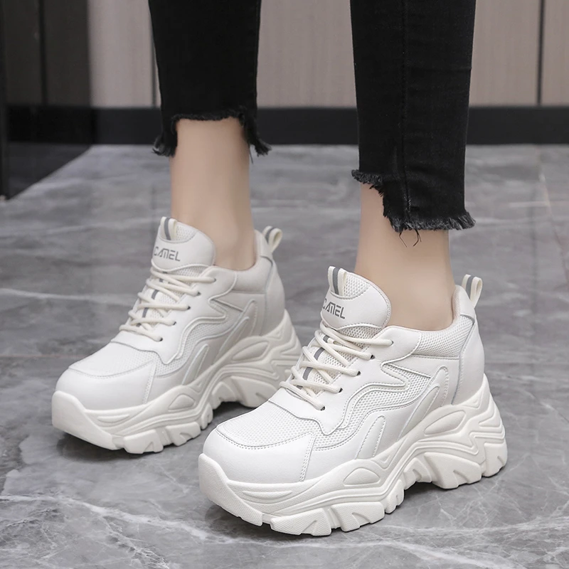 Женские кроссовки на массивной платформе Rimocy, повседневная обувь из сетчатого материала, увеличивающая рост, бежевые, белые, весна-осень 
Женские кроссовки на массивной платформе Rimocy, повседневная обувь из сетчатого материала, увеличивающая рост, бежевые, белые, весна-осень