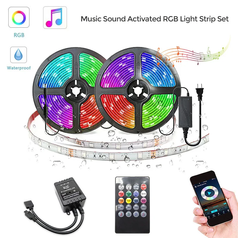 Музыка Светодиодные ленты светильник RGB DC12V 5050 2835 Водонепроницаемый Гибкая