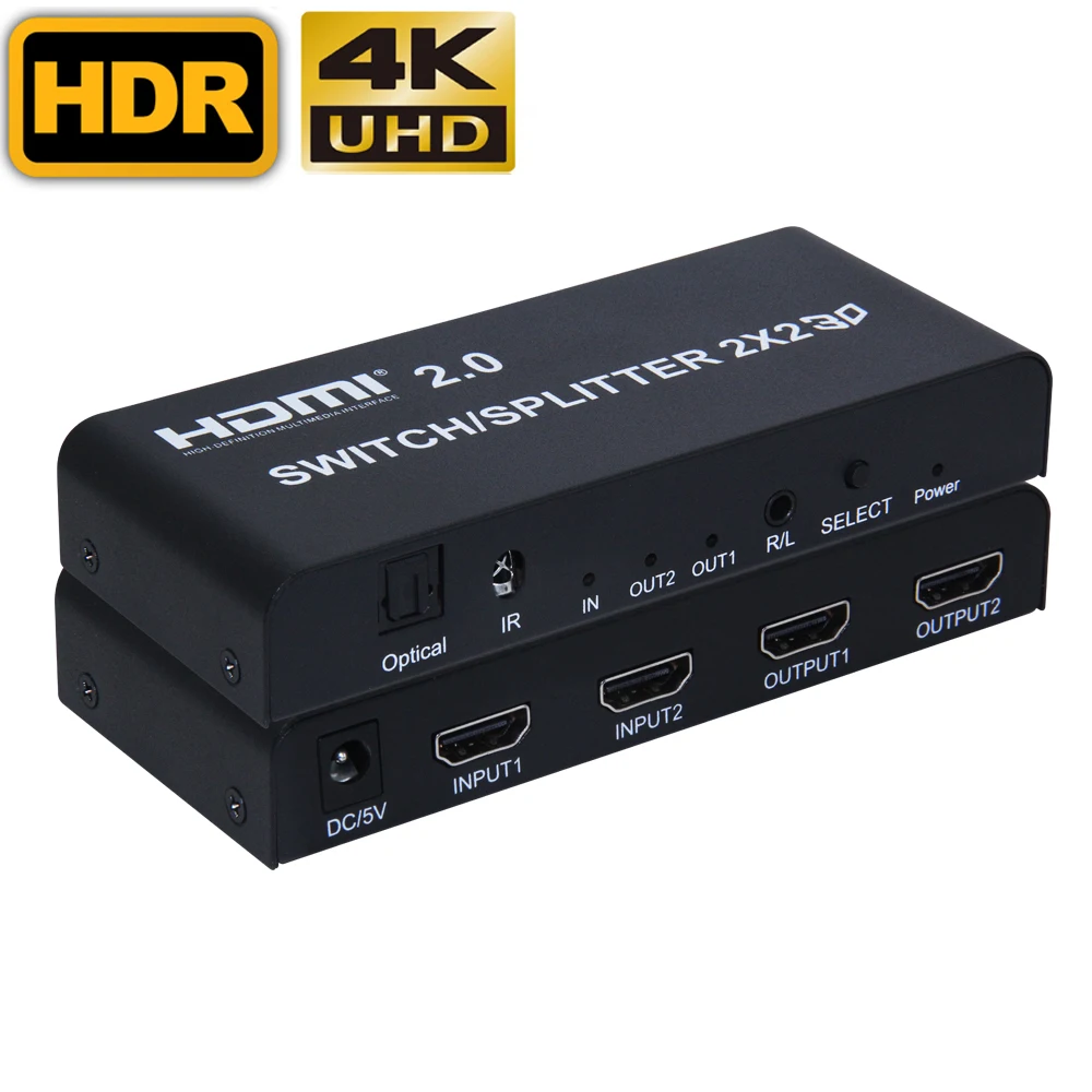 4K HDMI Switcher 2X4 HDMI Switch Splitter 2X2 2X8 2 in 2 Out 2 in 4 Out 2 in 8 Out Remote control 3D Power supply
4K HDMI Switcher 2X4 HDMI Switch Splitter 2X2 2X8 2 in 2 Out 2 in 4 Out 2 in 8 Out Remote control 3D Power supply