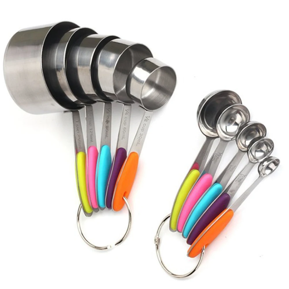 10 Piece Measuring Cups Measuring Spoons Set Stainless Steel Measuring Cup Spoon for Baking Tea Coffee Kitchen Measuring Tools
10 Piece Measuring Cups Measuring Spoons Set Stainless Steel Measuring Cup Spoon for Baking Tea Coffee Kitchen Measuring Tools