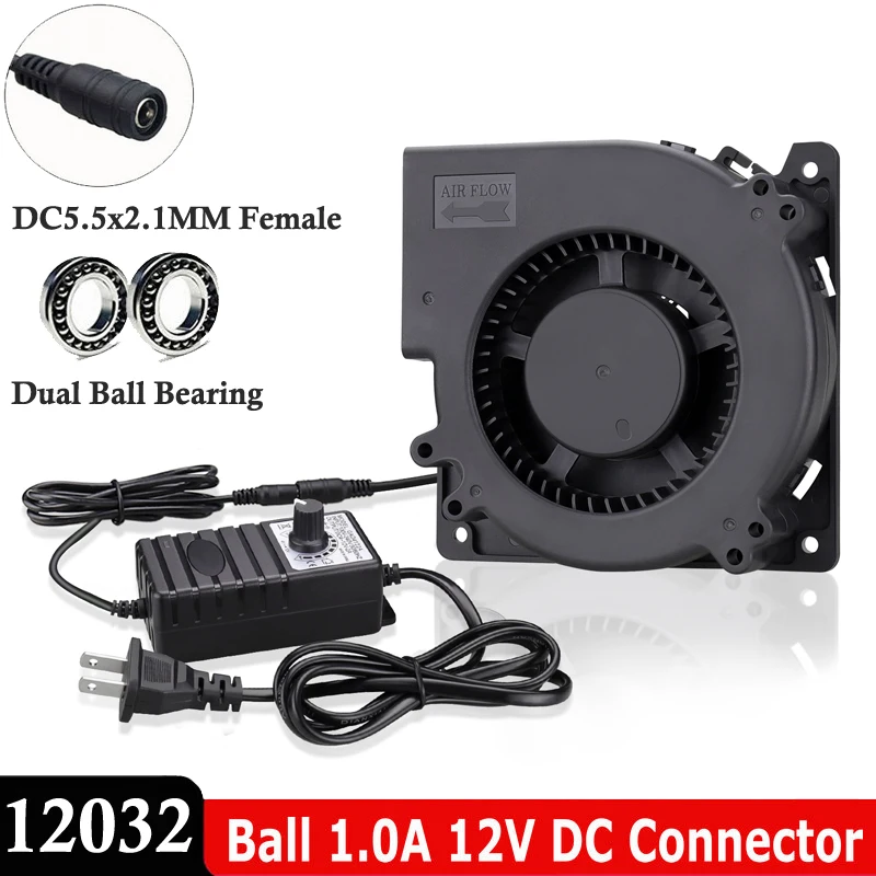 Hot 120MM Turbo Blower Fan 12V DC Female Connector 12cm 120x120x32mm 12032 Centrifugal Cooling Fan w/ AC 100V 220V Power Adapter 
Hot 120MM Turbo Blower Fan 12V DC Female Connector 12cm 120x120x32mm 12032 Centrifugal Cooling Fan w/ AC 100V 220V Power Adapter
