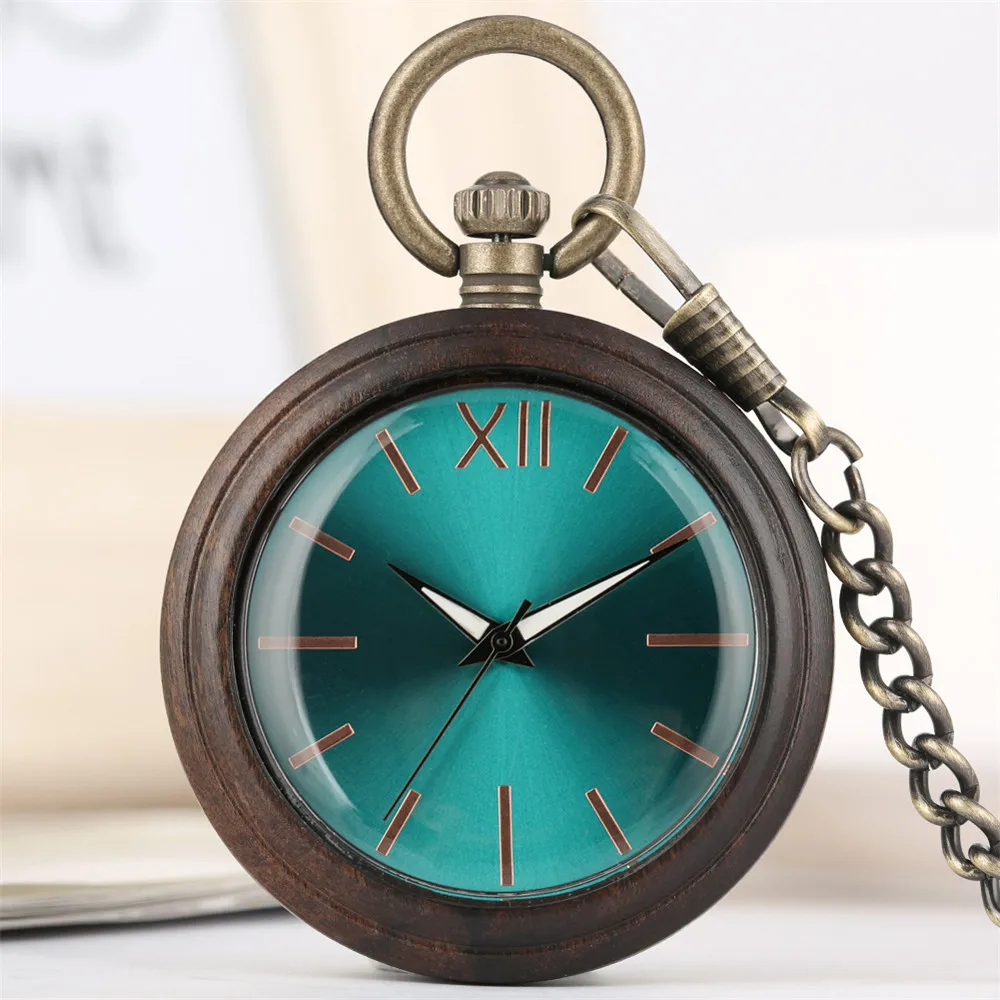 Luminous Hands Blue Dial Ebony Wood Quartz Pocket Watch Bronze Fob Pendant Chain Wood Pocket Clock
Luminous Hands Blue Dial Ebony Wood Quartz Pocket Watch Bronze Fob Pendant Chain Wood Pocket Clock