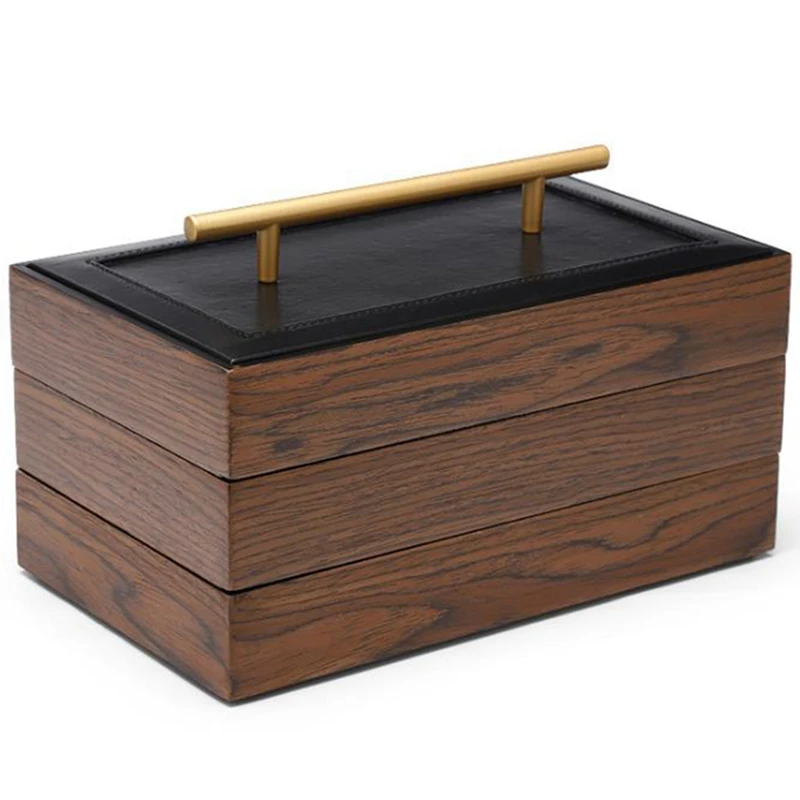 

Шкатулка для ювелирных изделий из массива дерева, многослойная деревянная коробка большой вместимости в ретро стиле, для Хранения Драгоцен...