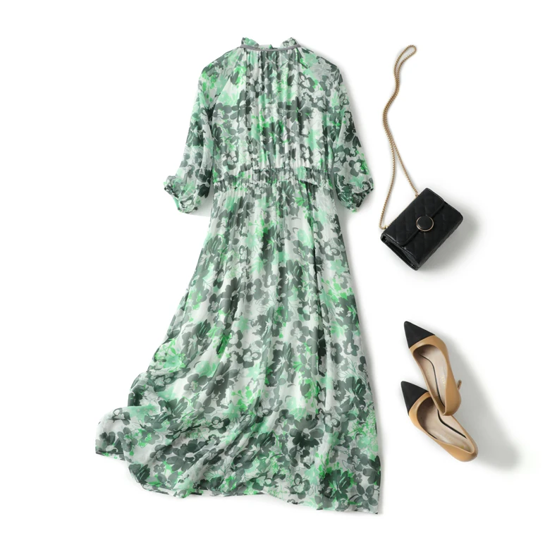 100% Natural Silk Women's Dresses O Neck Long Sleeves Printed Lace Up Fashion Mid Autumn Holiday Dress Vestidos
100% Natural Silk Women's Dresses O Neck Long Sleeves Printed Lace Up Fashion Mid Autumn Holiday Dress Vestidos