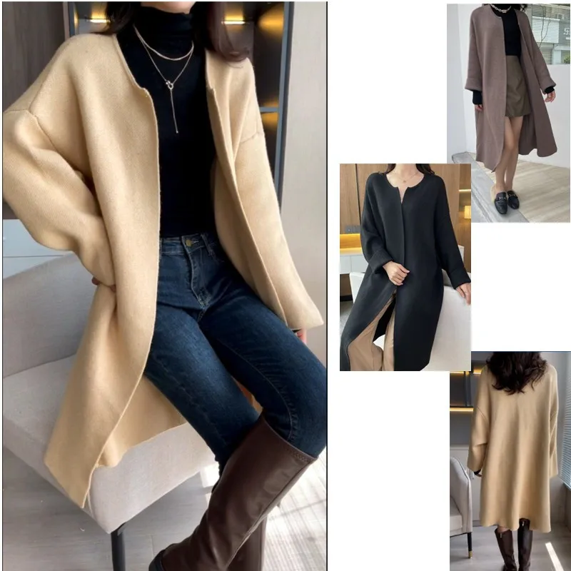 

Increase fattening autumn and winter new cashmere coat women's medium and long foreign style loose temperament high-end coat