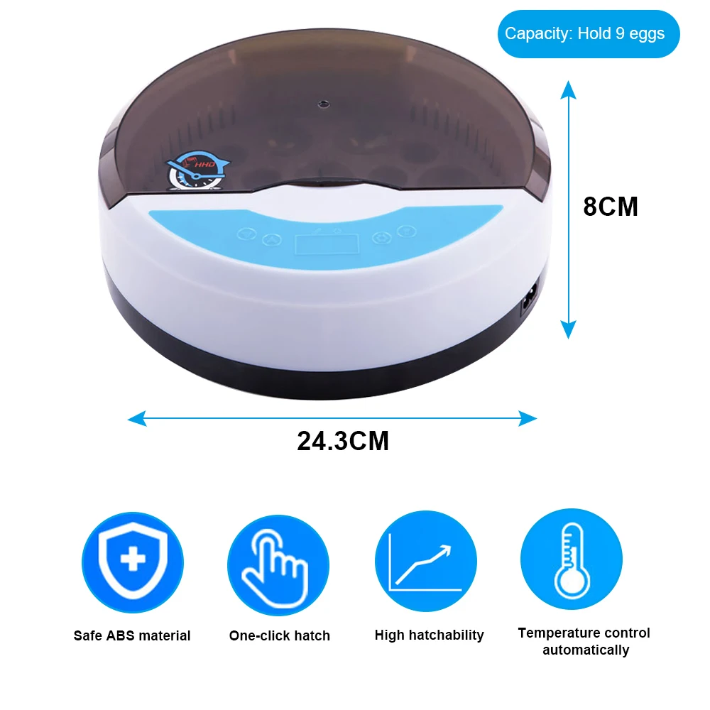Digital Egg Incubator Hold 9 Eggs Automatic Poultry Hatcher Machine for Chickens Ducks Birds Quail Eggs
Digital Egg Incubator Hold 9 Eggs Automatic Poultry Hatcher Machine for Chickens Ducks Birds Quail Eggs