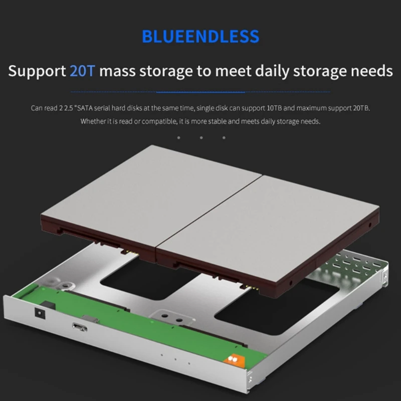 Blueendless Dual -port 2.5'' Hard Drive Enclosure USB3.0 HDD Storage Case Shell for PC Laptop 5G Ultra Fast 12Tb
Blueendless Dual -port 2.5'' Hard Drive Enclosure USB3.0 HDD Storage Case Shell for PC Laptop 5G Ultra Fast 12Tb