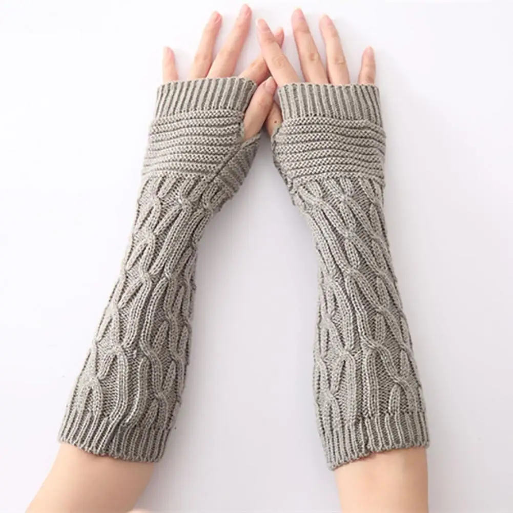 1 Pair Women's Arm Gloves Solid Color Half Finger Knitting Twisted Texture Mittens Warmers Long Knitted Gloves for Autumn Winter
1 Pair Women's Arm Gloves Solid Color Half Finger Knitting Twisted Texture Mittens Warmers Long Knitted Gloves for Autumn Winter