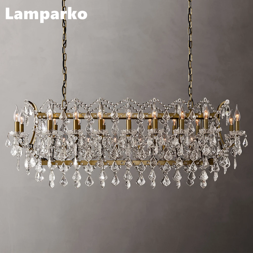19th C. Rococo Iron & Crystal Rectangular Chandelier LED Brass Luxury Crystal Chandelier Lighting Modern Linear Hanging Lamp
19th C. Rococo Iron & Crystal Rectangular Chandelier LED Brass Luxury Crystal Chandelier Lighting Modern Linear Hanging Lamp