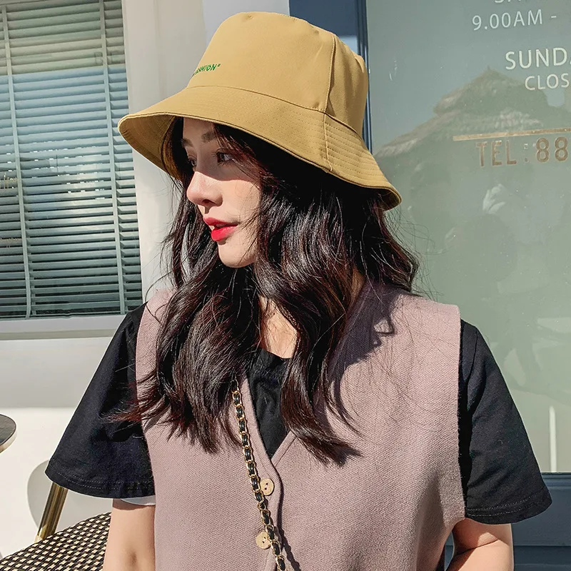 CANZE 2021 New Female Korean Hat Trend Wide Brim Letter Embroidery Double-sided Wearing Sun Shade Couple Fisherman Hat
CANZE 2021 New Female Korean Hat Trend Wide Brim Letter Embroidery Double-sided Wearing Sun Shade Couple Fisherman Hat