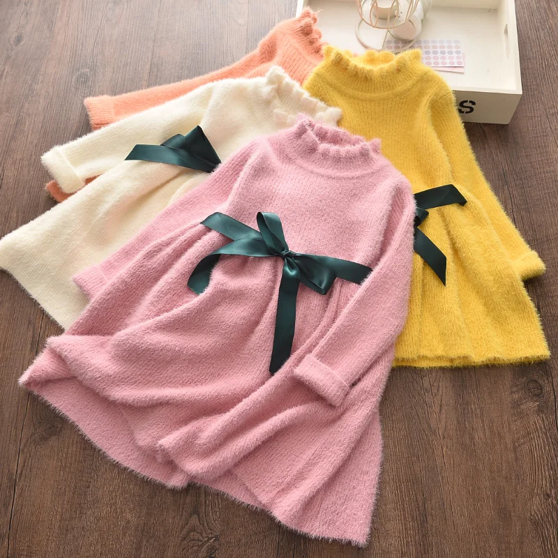 Вязаный свитер с длинным рукавом и юбкой для девочек | Мать ребенок