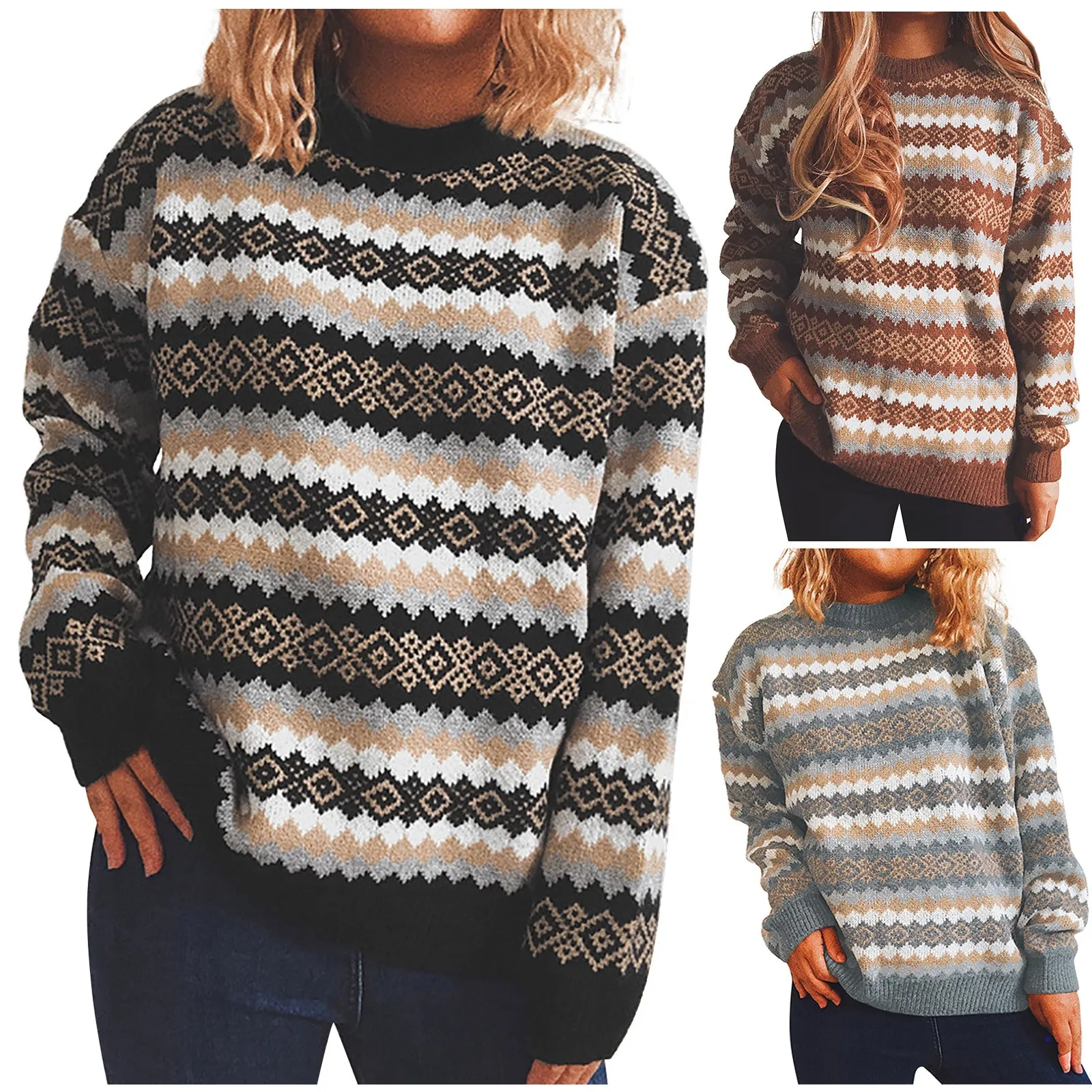 Women's Sweatshirt Crewneck Long Sleeve Casual Retro Pattern Print Knitted Holiday Winter Loose Pullover Jumper Tops Casual
Women's Sweatshirt Crewneck Long Sleeve Casual Retro Pattern Print Knitted Holiday Winter Loose Pullover Jumper Tops Casual