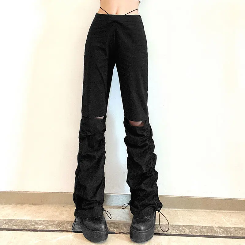 black Hollow Out Pants Ruched Drawstring Trouser Bandage Patchwork Pants korean fashion High Waist Cargo Pants Women Streetwear
black Hollow Out Pants Ruched Drawstring Trouser Bandage Patchwork Pants korean fashion High Waist Cargo Pants Women Streetwear