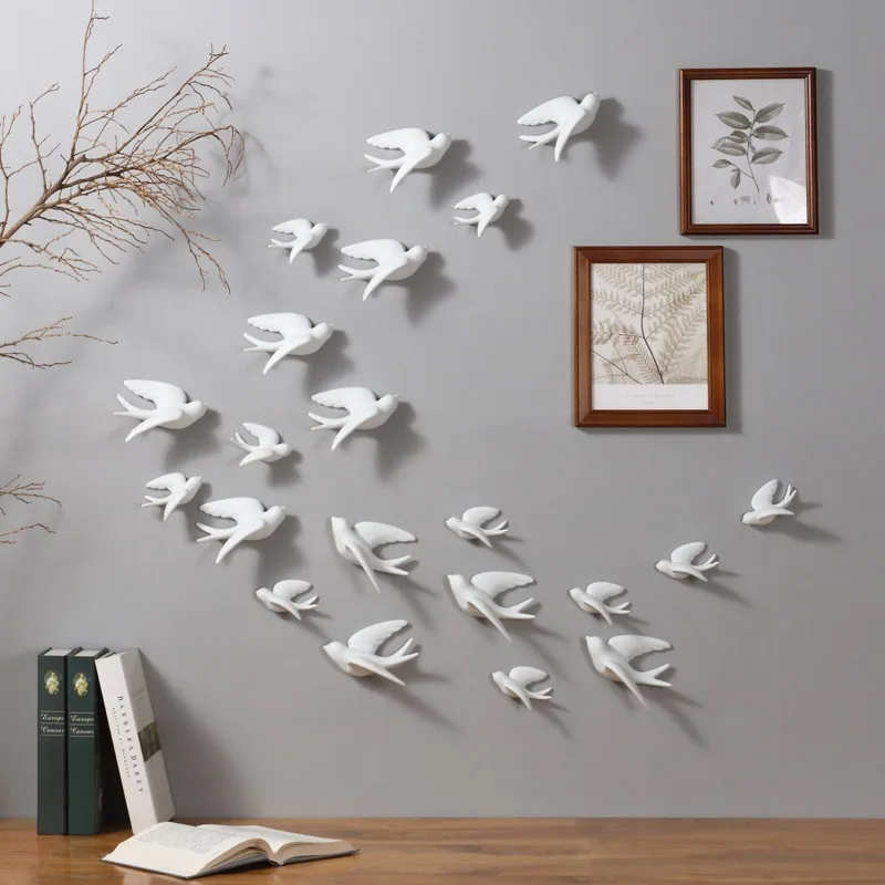 Фото 1 шт. 3D керамические птицы фрески настенные подвесные украшения Ремесла домашние