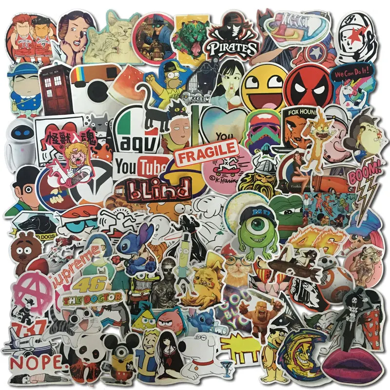100Pcs/1lot Mixed Stickers for Luggage Laptop Decal Toys Bike Car Motorcycle Phone Snowboard Funny Doodle Cool DIY Sticker
100Pcs/1lot Mixed Stickers for Luggage Laptop Decal Toys Bike Car Motorcycle Phone Snowboard Funny Doodle Cool DIY Sticker