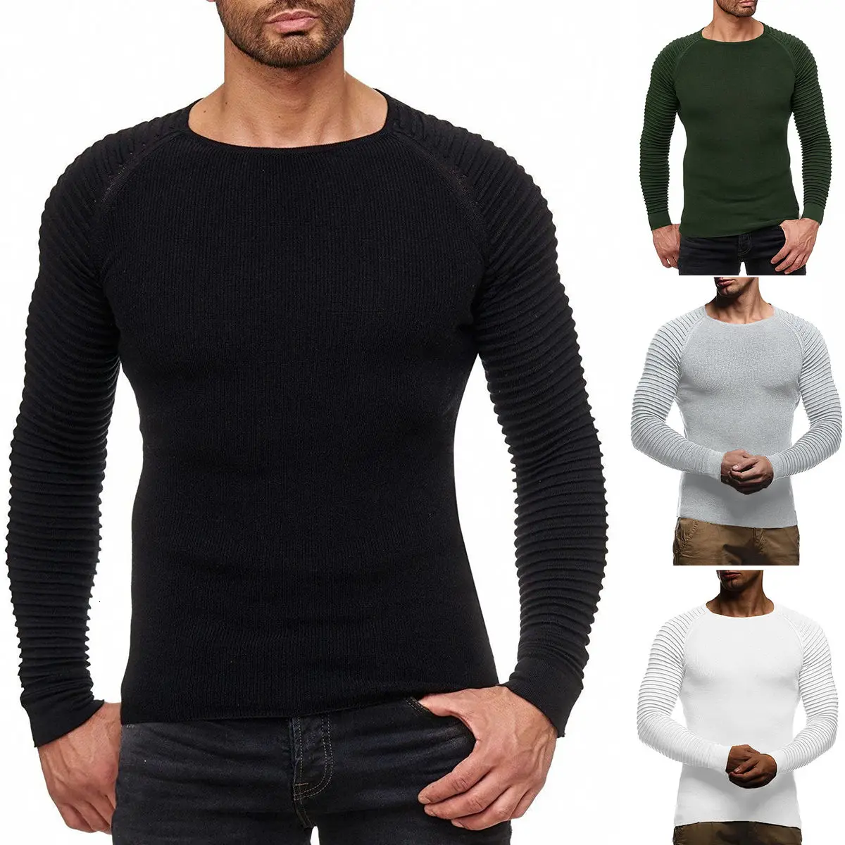 2021 New Style Knitted Sweater Men's Raglan Sleeve Pleated Sleeve Crew Neck Thin Section Pullover Men Clothes Free Shipping
2021 New Style Knitted Sweater Men's Raglan Sleeve Pleated Sleeve Crew Neck Thin Section Pullover Men Clothes Free Shipping