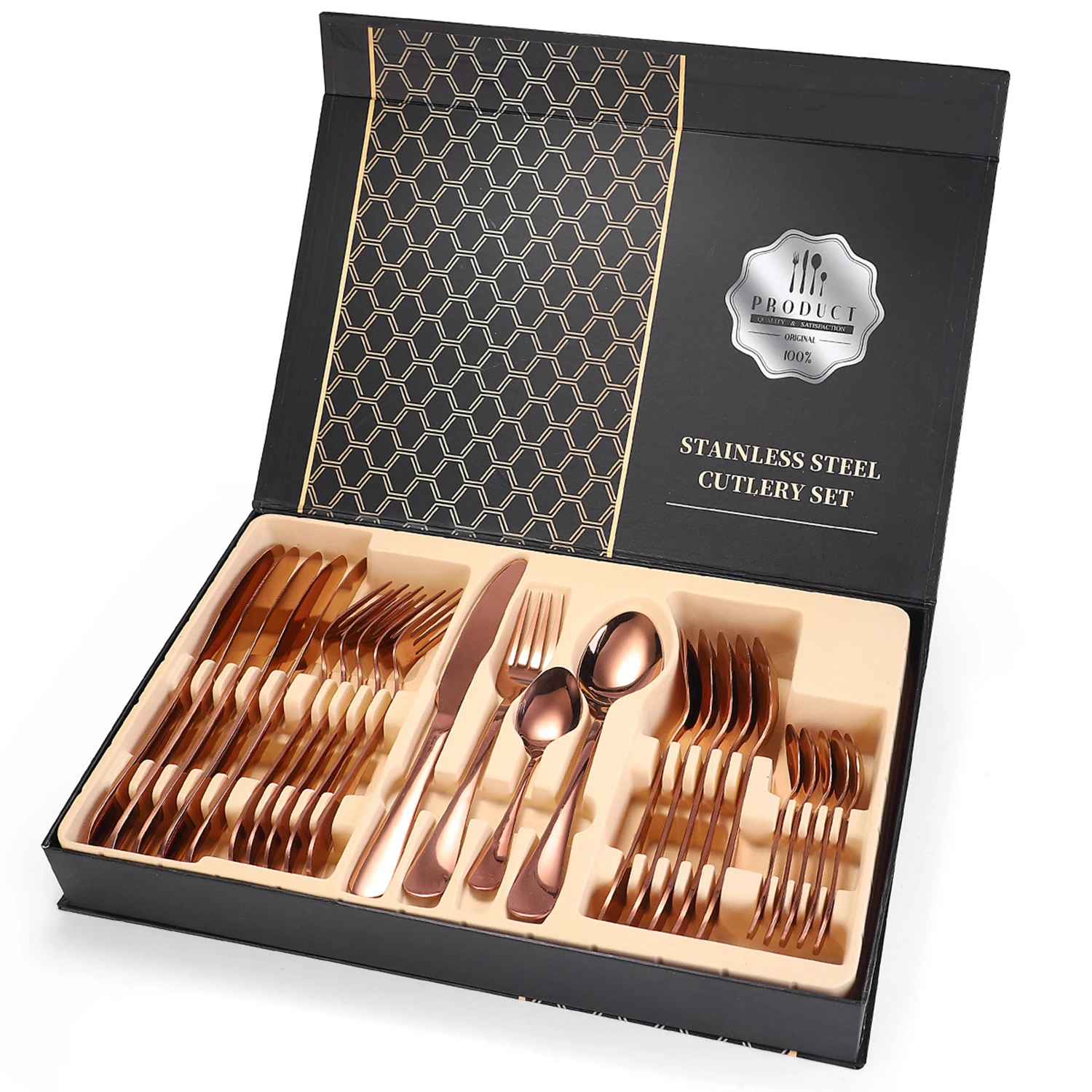 Stainless Steel Flatware Set 24 Pieces Titianium Rose Gold Plating, Strong Anti Rust, Tableware Set Knife Fork Spoon Luxury Cut
Stainless Steel Flatware Set 24 Pieces Titianium Rose Gold Plating, Strong Anti Rust, Tableware Set Knife Fork Spoon Luxury Cut