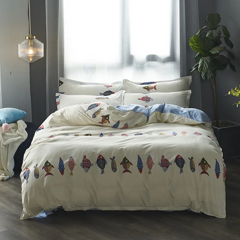 Simple Cartoon Fish Comforter Bedding Set Modern Fashion Double Sided King Queen Full Single Size Duvet Cover Sheet Pillowcase
Simple Cartoon Fish Comforter Bedding Set Modern Fashion Double Sided King Queen Full Single Size Duvet Cover Sheet Pillowcase