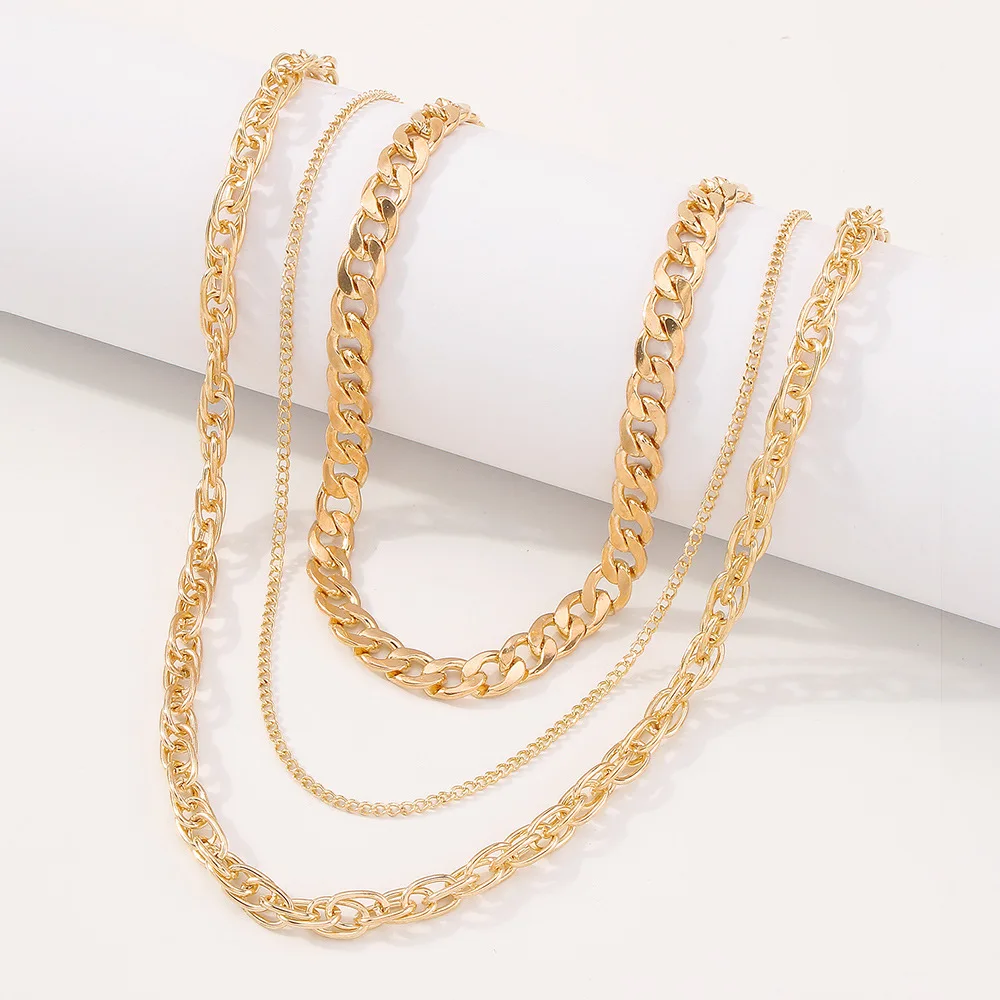 European and American popular punk hip-hop style multi-layer necklace, personality and generous metal thick chain necklace
European and American popular punk hip-hop style multi-layer necklace, personality and generous metal thick chain necklace