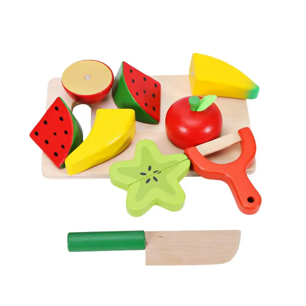 

Игра для резки овощей, деревянная игра для резки, игрушка для еды, Магнитные деревянные овощи, фрукты, раннее обучение, день рождения