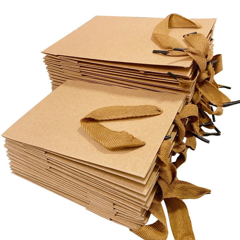 

10 шт./лот праздничный Подарочный пакет из крафт-бумаги, сумки для покупок «сделай сам», многофункциональный перерабатываемый бумажный паке...