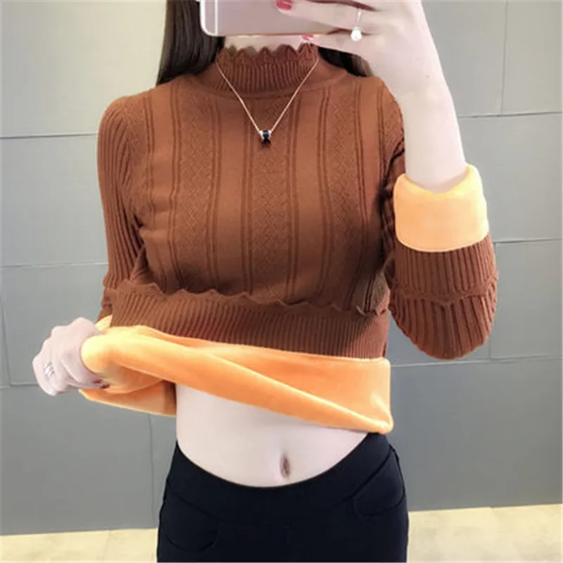 Bottoming Shirt Velvet Lining Warm Pullover Sweater Female Thick Sweater Winter Plus Thick Knit Sweater
Bottoming Shirt Velvet Lining Warm Pullover Sweater Female Thick Sweater Winter Plus Thick Knit Sweater