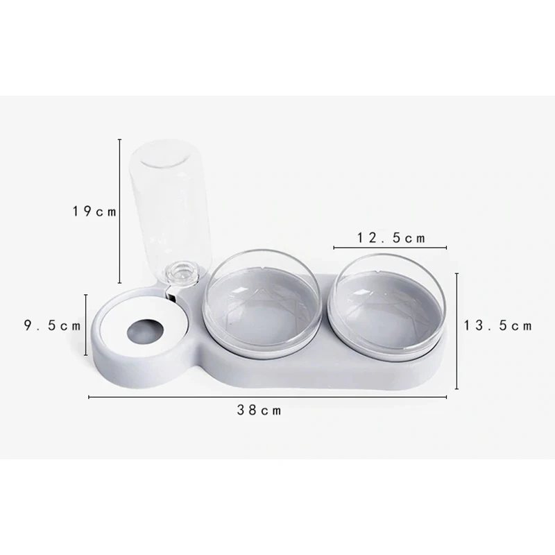 Dog Cat Bowl Feeder 3 in 1 Pet Feeder and Automatic Water Dispenser for Small Medium Size Dog Cat
