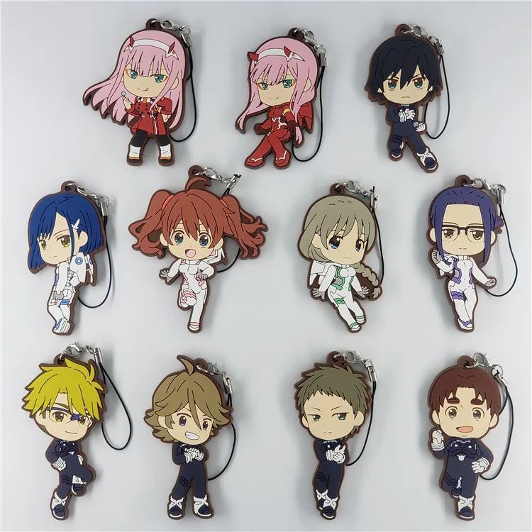 Дорогой в Фране аниме брелок Код: 002 Zero Two HIRO ICHIGO Kokoro Miku Goro Zorome резиновый