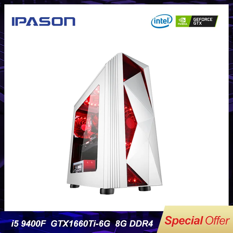 Игровой Настольный ПК Intel IPASON P23 6 ядерный i5 10400F/специальная карта GTX1660TI 6G/8G/16G DDR4