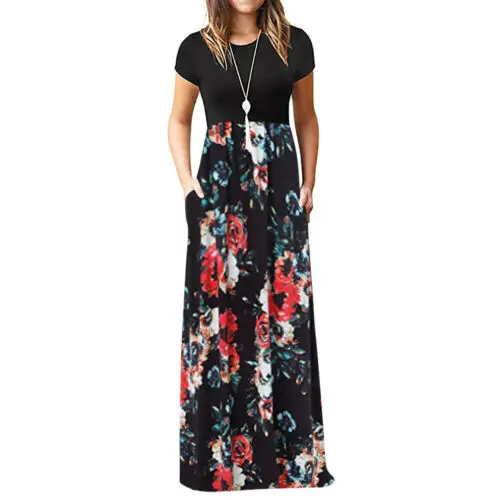 Floral Print Dress Women Evening Party Beach Long Boho Dress Short Sleeve Split Ladies Dresses Summer Womens clothing Vintage 
Floral Print Dress Women Evening Party Beach Long Boho Dress Short Sleeve Split Ladies Dresses Summer Womens clothing Vintage
