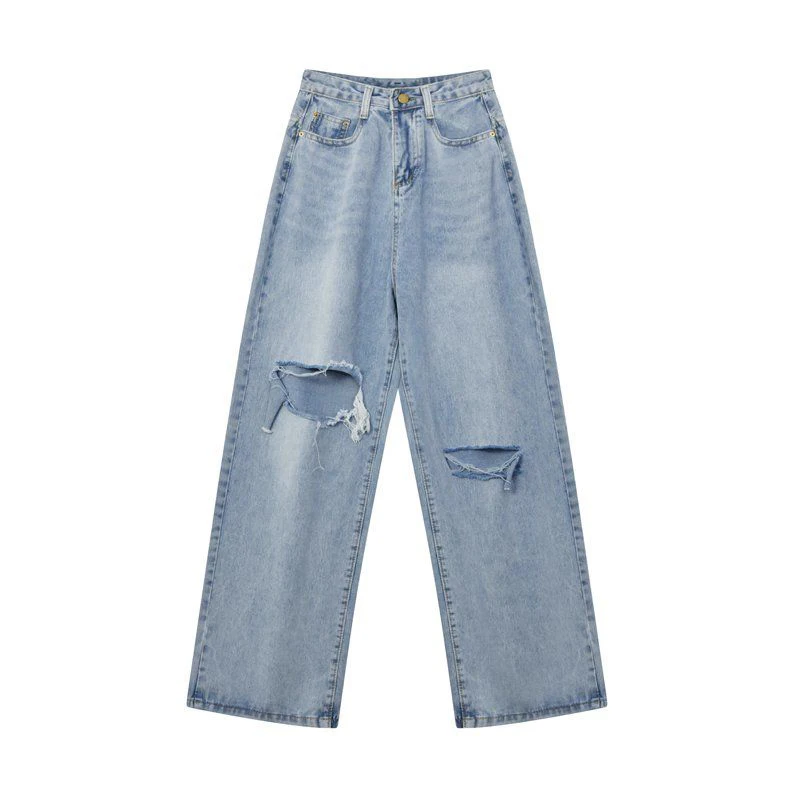 Spring Summer High Street Style Women High Waist Wide Leg Jeans knee Hole Vintage Loose Denim Pants Straight Lady Pants
Spring Summer High Street Style Women High Waist Wide Leg Jeans knee Hole Vintage Loose Denim Pants Straight Lady Pants
