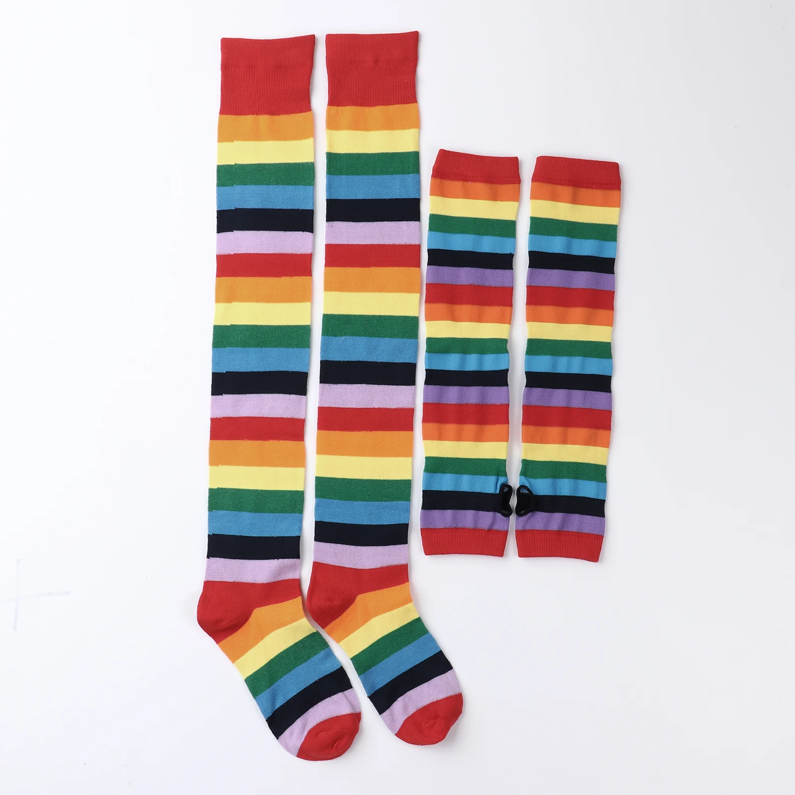 Colorful Rainbow stockings Women Striped High Thigh Knee Socks Arm Warmer Gloves Set Halloween Costume Party Cosplay Mittens
Colorful Rainbow stockings Women Striped High Thigh Knee Socks Arm Warmer Gloves Set Halloween Costume Party Cosplay Mittens