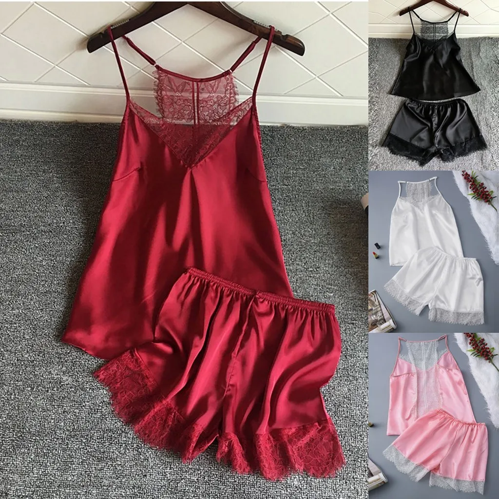 Hot Women Satin Lace Silk Nightdress Sexy Lingerie Pajamas Set Camisole Sleepwear ladies Seamless Wire Free Sleepwear Homewear50
Hot Women Satin Lace Silk Nightdress Sexy Lingerie Pajamas Set Camisole Sleepwear ladies Seamless Wire Free Sleepwear Homewear50