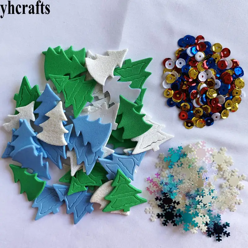 1bag/LOT Mix glitter Christmas tree foam stickers snowflake sequins crafts bag Kindergarten diy toys Wall decoration class OEM | Игрушки и