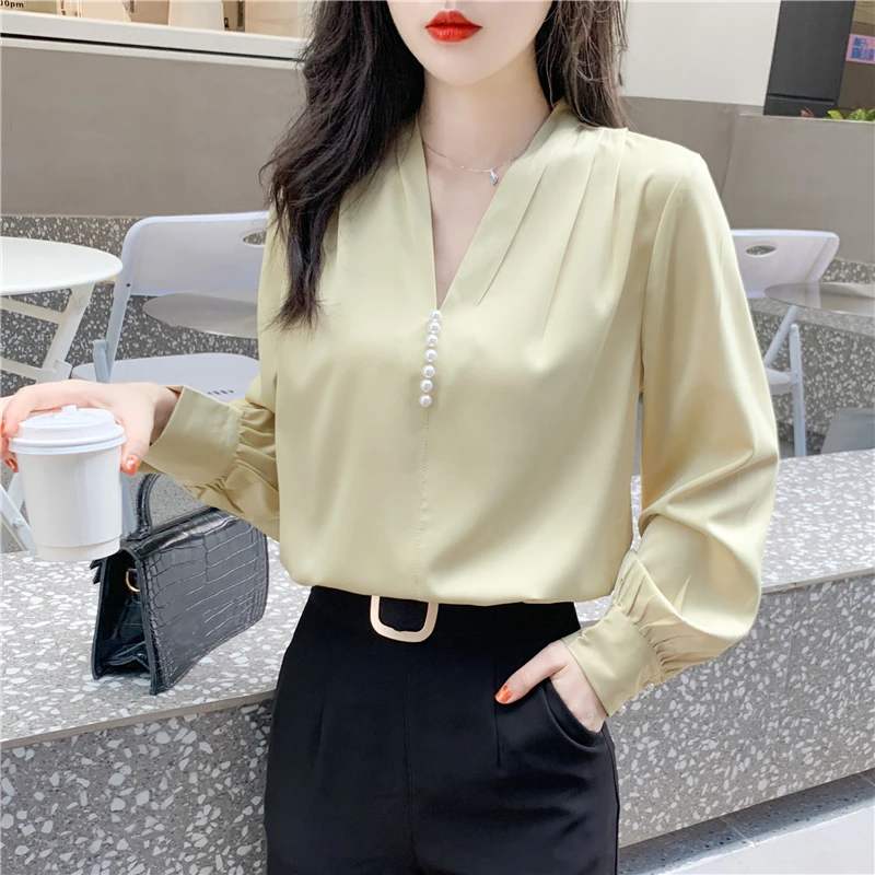 Chikichi 2021 Spring and Autumn New Fashion and Elegant V-neck All-match Solid Color Office Chiffon Long-sleeved Shirt Women
Chikichi 2021 Spring and Autumn New Fashion and Elegant V-neck All-match Solid Color Office Chiffon Long-sleeved Shirt Women