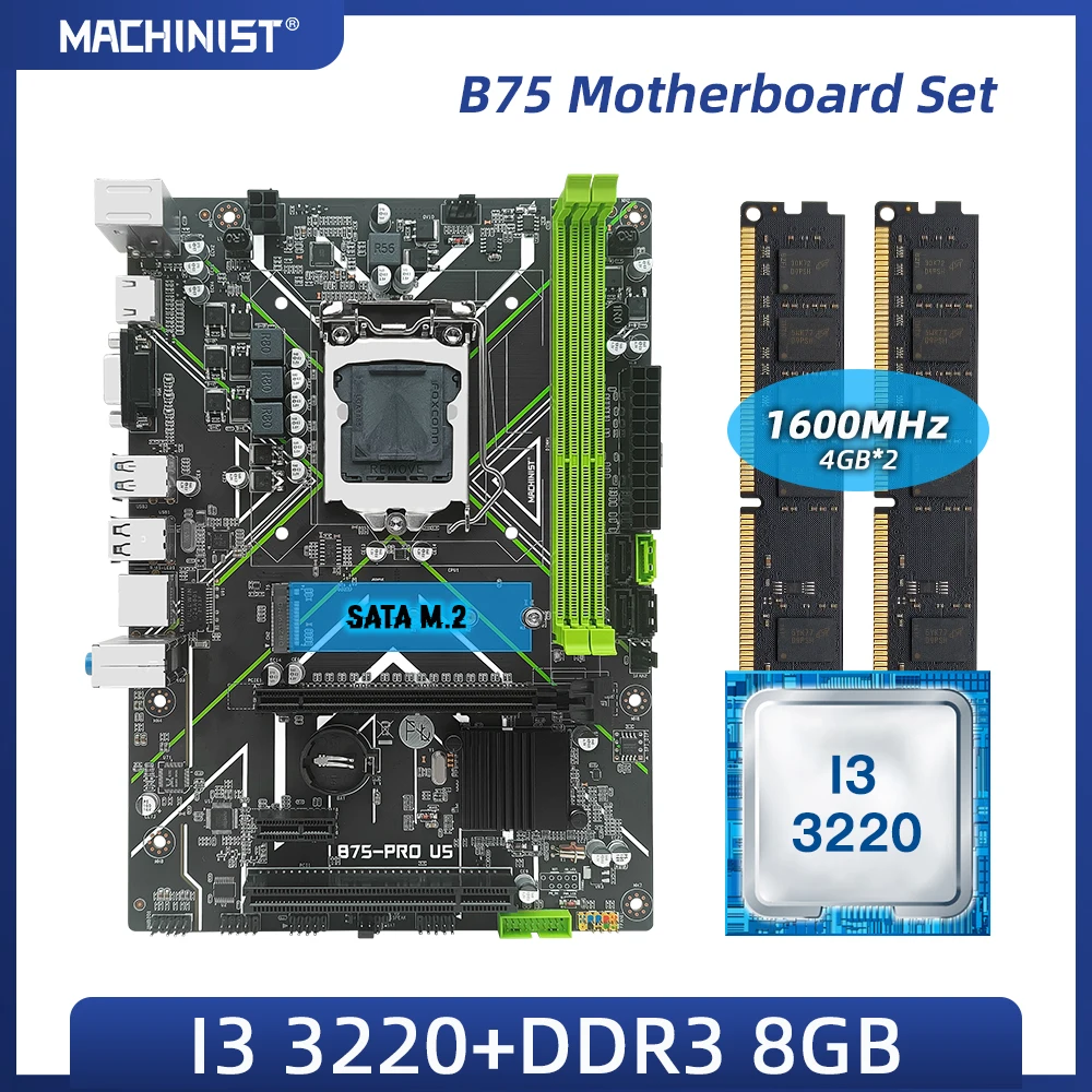 MACHINIST B75 материнская плата LGA1155 комплект с процессором Intel I3 3220 DDR3 8G(2*4G)1600MHzRAM память SATA2 SATA3 NGFF M.2
MACHINIST B75 материнская плата LGA1155 комплект с процессором Intel I3 3220 DDR3 8G(2*4G)1600MHzRAM память SATA2 SATA3 NGFF M.2