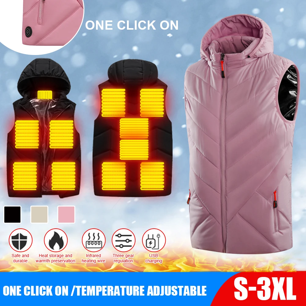 11 Area Heated Vest Women Winter Warm USB Hooded Heating Jacket 3 Heat Electric Heating Jacket Winter Outdoor Thermal Coat
11 Area Heated Vest Women Winter Warm USB Hooded Heating Jacket 3 Heat Electric Heating Jacket Winter Outdoor Thermal Coat