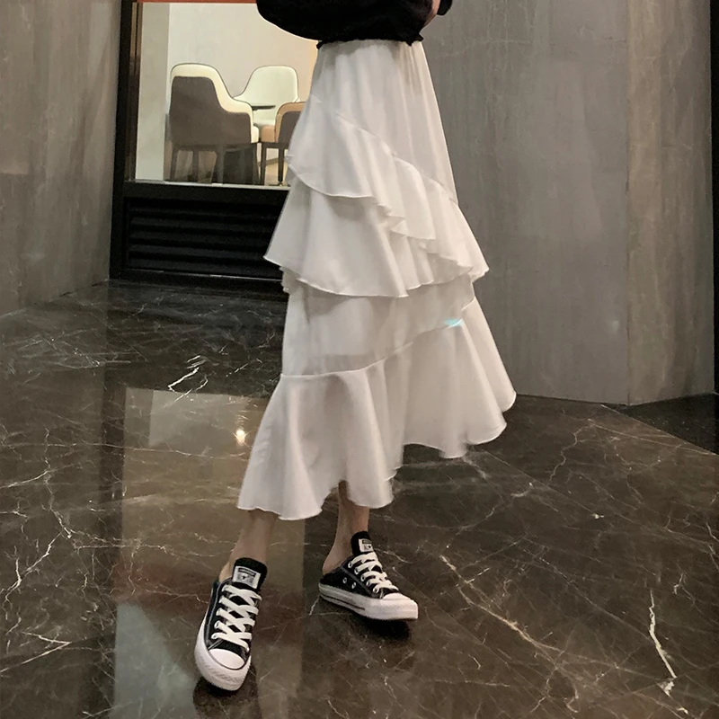Elegant Women White Skirt 2021 New Irregular Chiffon Ruffled High Waist Pleated Midi Skirt Female Cake A- Line Long Skirt Summer
Elegant Women White Skirt 2021 New Irregular Chiffon Ruffled High Waist Pleated Midi Skirt Female Cake A- Line Long Skirt Summer