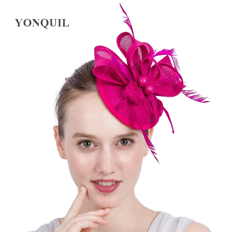 

Ladies Fancy Races Royal Wedding Hats Fascinators Feather Hair Accessories Party Tocados Sombreros Bodas Imitation Sinamay Hats